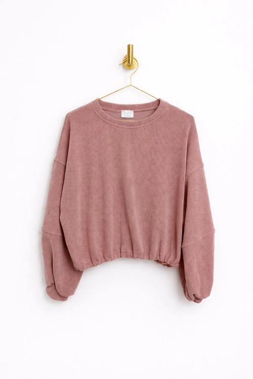 Prążkowany Dres Camp - Dusty Pink