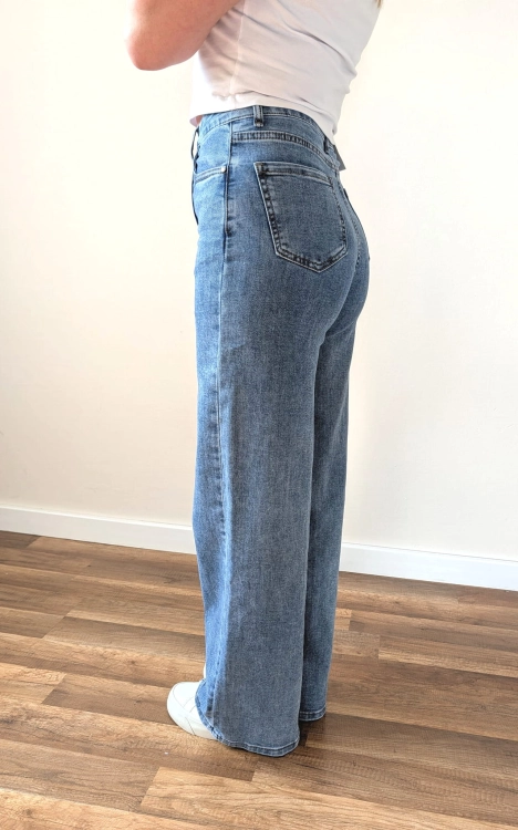 Spodnie WIDE LEG z przeszyciem - Deep Blue