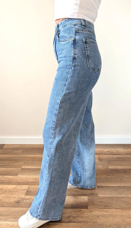 Spodnie WIDE LEG z przeszyciem - Deep Blue