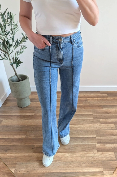 Spodnie WIDE LEG z przeszyciem - Deep Blue