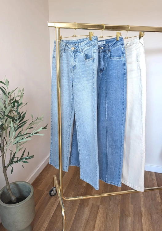 Spodnie WIDE LEG z przeszyciem - Deep Blue