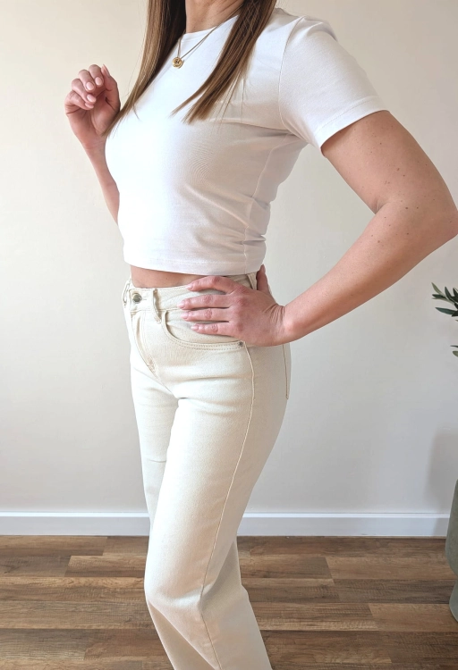 Spodnie Wide Leg - Ecru