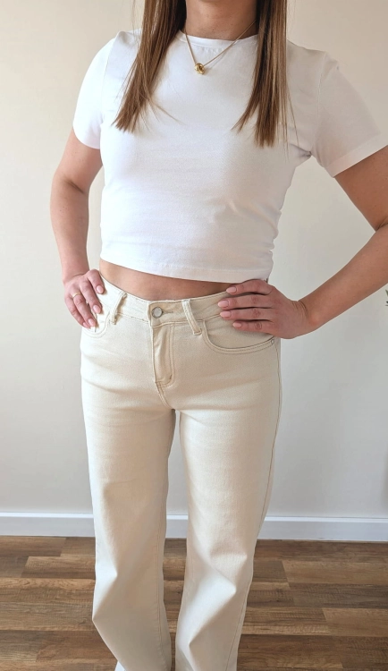Spodnie Wide Leg - Ecru