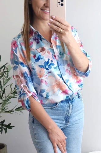 Koszula Light - Aqua Pastel Bloom