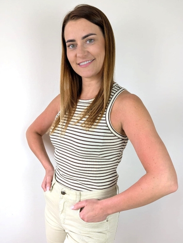 Top Prążkowany w paski - Cream Mocha Stripe