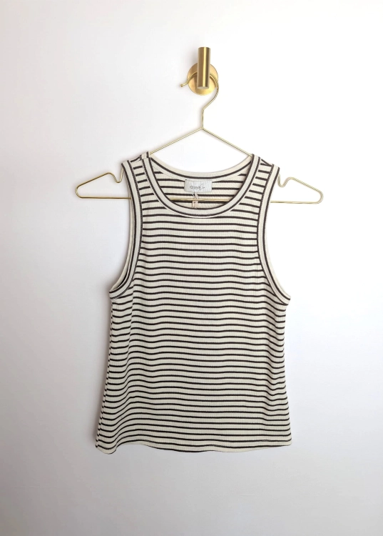 Top Prążkowany w paski - Cream Mocha Stripe