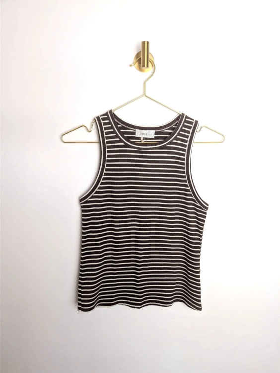 Top Prążkowany w paski - Dark Mocha Stripe