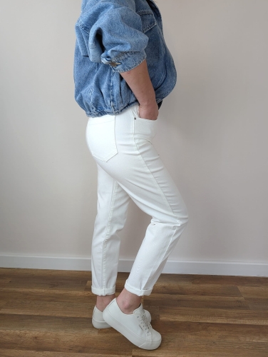 Spodnie Mom Fit - White