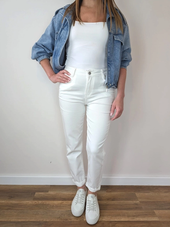 Spodnie Mom Fit - White