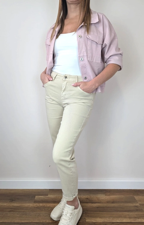 Spodnie Mom Fit - Beige