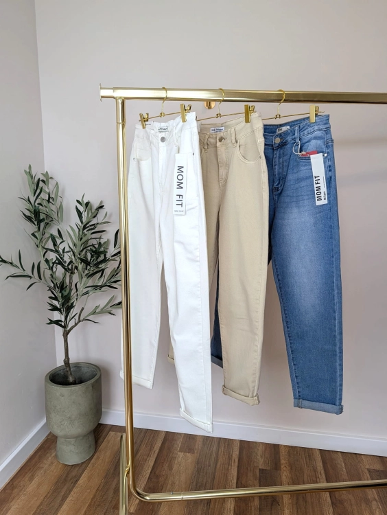Spodnie Mom Fit - Beige