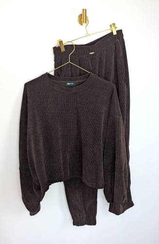 Prążkowany Dres Camp - Chocolate Brown