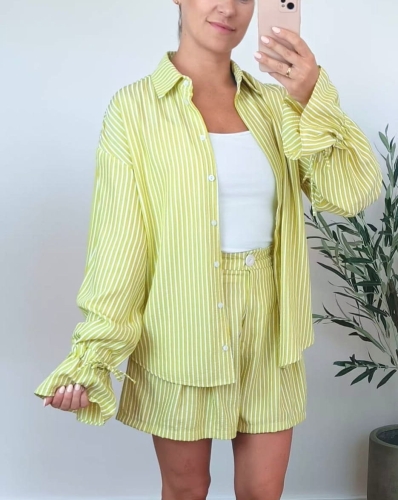 Set Milano – Lime &amp; Ecru Stripe Print