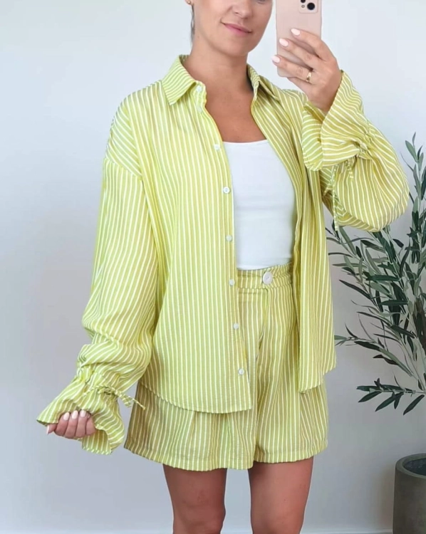 Set Milano – Lime &amp; Ecru Stripe Print