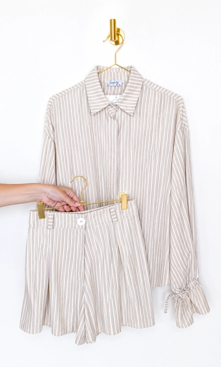 Set Milano – Sand &amp; Ecru Stripe Print