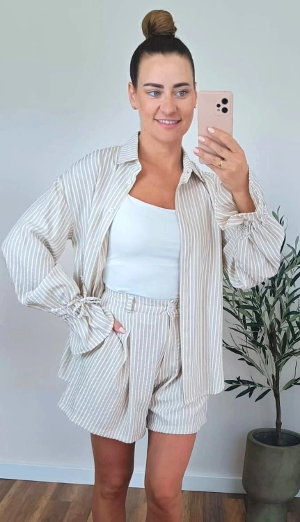 Set Milano – Sand &amp; Ecru Stripe Print