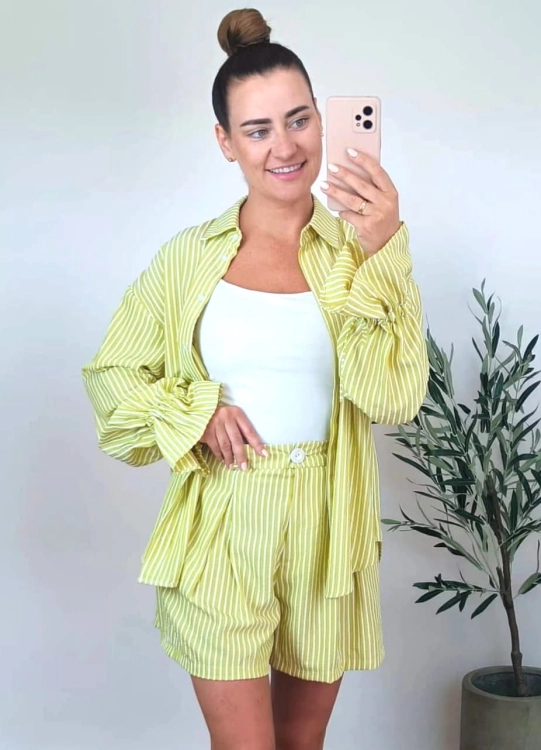 Set Milano – Lime &amp; Ecru Stripe Print